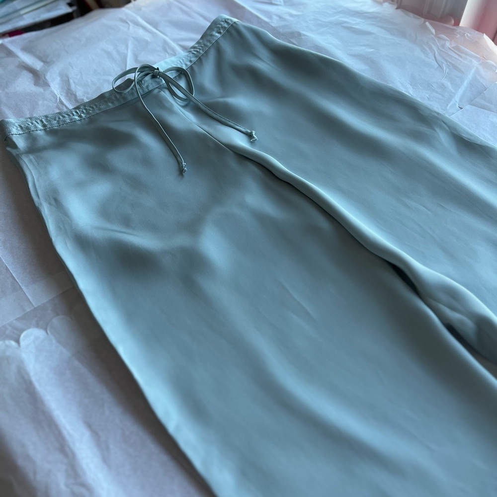 EUC Calvin Klein Blue Silver Drawstring Pants pajama silky soft drawstring chic